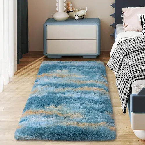 Miniatura 34 de Alfombras suaves para pasillos de dormitorio, nuevas, con parte inferior antideslizante mejorada, de 2 x 3, alfombra esponjosa y peluda verde