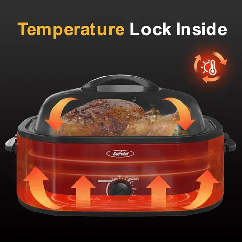 Miniatura 5 de Sunvivi Horno Tostador con Tapa de Autohilvanado, Asador Eléctrico de 20 Cuartos con Bandeja Extraíble y Parrilla, Control de Temperatura de Rango