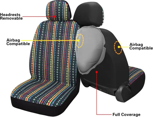 Miniatura 4 de Pariitadin Juego completo de fundas de asiento estilo Baja con almohadillas para cinturón de seguridad, fundas de asiento lavables y transpirables
