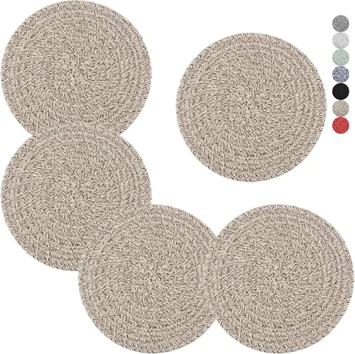 Salvamanteles para platos calientes, ollas y sartenes, almohadillas calientes de 8 pulgadas, 5 piezas, soportes para ollas para cocina, tapete Marrón