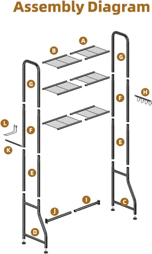 Miniatura 8 de Simple Trending Over The Toilet Storage Rack, Metal 3 Tier Bathroom Organizer Shelf with Paper Holder and 3 Hooks, Freestanding Shelf Space Saver