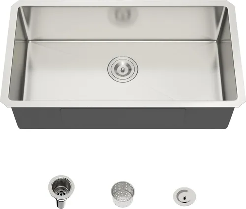 Miniatura 37 de Mocoloo Fregadero de barra de montaje inferior de 15 pulgadas, fregadero de cocina pequeño de 15 x 15 pulgadas, calibre 18, de acero inoxidable