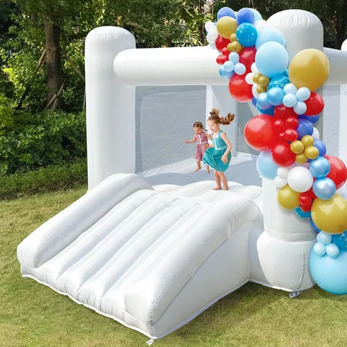 Miniatura 4 de iLink-outer - Casa de rebote blanca para niños grandes de 8 a 12 años, para interiores y exteriores, con tobogán y soplador de aire, 133.86 x 96.46