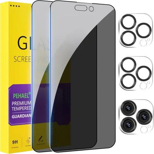 Miniatura 15 de PEHAEL 3+3 Pack para iPhone 17 Pro protector de pantalla de privacidad con protector de lente de cámara, película de vidrio templado antiespía