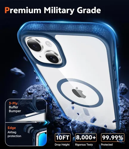Miniatura 100 de FNTCASE Funda para iPhone 13 Pro-Max: Fundas magnéticas transparentes compatibles con Magsafe Slim anti amarillamiento protección contra caídas
