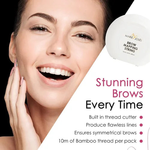 Miniatura 4 de Marie-José Black Brow Mapping String - Hilo de bambú preentintado para mapeo de cejas Herramienta de precisión profesional para artistas