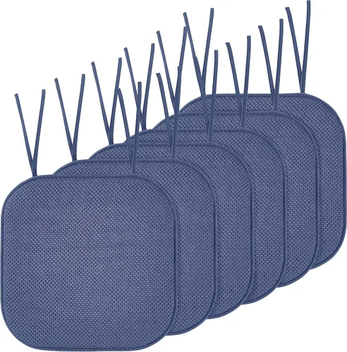 Miniatura 13 de Elegant Comfort Fundas de cojín para silla con lazos y parte trasera de goma antideslizante, espuma viscoelástica gruesa, almohadilla de cojín
