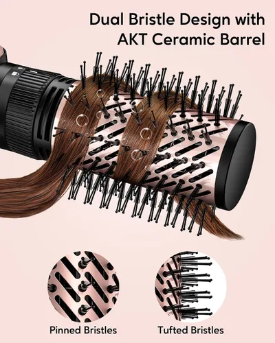 Miniatura 5 de Terviiix - Cepillo de aire caliente 4 en 1, estilizador de 1000 W con 2 cepillos redondos giratorios Volumizing Blowout Styler to Finish