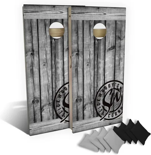 Slick Woody's Tablas de Cornhole de Grado Profesional - Juego de Lanzamiento de Agujero de Maíz de Madera Maciza de 4' x 2' Reglamentario con Veta