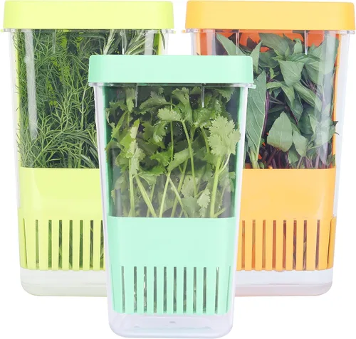 Miniatura 11 de LUVCOSY Herb Keeper, protector de hierbas de plástico sin BPA con una cesta interior para cilantro, menta, perejil y espárragos, mantiene