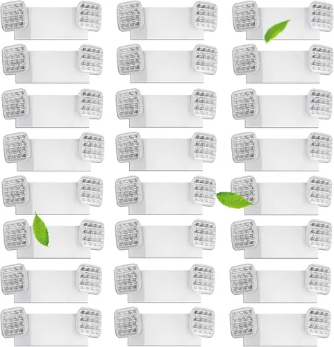 Commercial LED Emergency Lights 24 Pack, Emergency Light with Battery Backup, Adjustable Dual Head Emergency Light Fixture for Home Power Failure