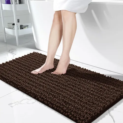 Miniatura 39 de Yimobra Alfombras de Baño Antideslizantes Lavables - Alfombra de Baño de Chenilla Ultra Suave Absorbente, Alfombra Peluda de Secado Rápido para Negro
