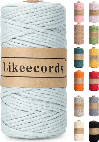 Miniatura 42 de Likeecords - Cuerda de macramé de 4 mm de un solo hilo, 80 m de cuerda de macramé colorida, cuerda de algodón para macramé, cuerda de algodón