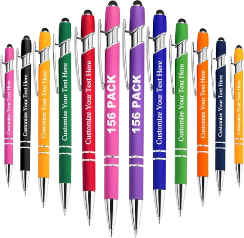 Miniatura 10 de Bolígrafos personalizados a granel personalizados con lápiz capacitivo, grabado, nombre, mensaje, regalos personalizados para hombres y mujeres