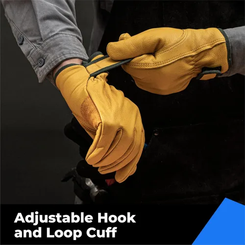 Miniatura 6 de toolant Guantes de trabajo de cuero de invierno, forro Thinsulate cálido 3M para trabajo en clima frío, guantes con aislamiento térmico Amarillo