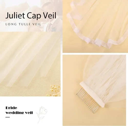 Miniatura 4 de Unsutuo Velo de novia velo de crin de caballo, velo personalizado, velo de tul nupcial con peine para mujeres y niñas