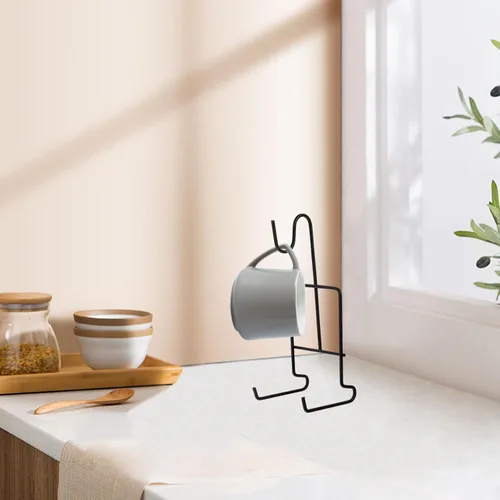 Miniatura 6 de SHOWERORO Soporte para taza de té, soporte para taza, organizador de platillos para encimera de cocina y gabinete Negro