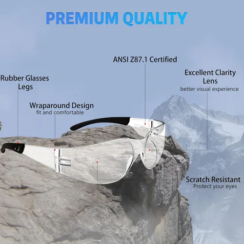 Miniatura 3 de Salfboy Gafas de Seguridad Ansi Z87.1 Gafas de Seguridad Transparentes a Granel Lentes Resistente al Impacto Gafas Protectoras para Hombres
