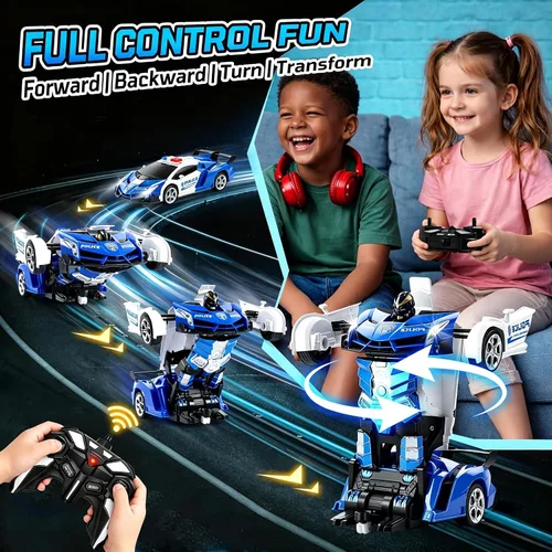 Miniatura 4 de FIGROL - Transform RC, auto-robot, control remoto, 2.4G, juguete, transformación de auto a robot con un botón y velocidad de derrape de 360, escala