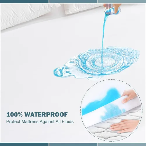 Miniatura 3 de Protector de colchón impermeable tamaño individual, funda de colchón de bolsillo profundo, suave y transpirable, funda de cama ajustable sin ruido