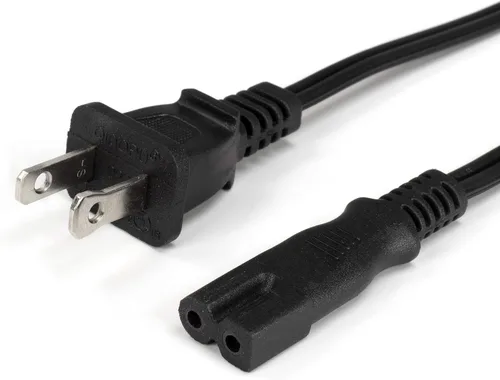 Cable de alimentación polarizado de 2 clavijas con núcleo de alambre de cobre – (cuadrado/redondo) para satélite, CATV, sistemas de juego y más –