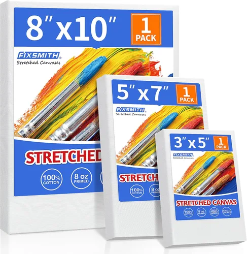 Miniatura 21 de FIXSMITH Lienzo blanco estirado de 12 x 16 pulgadas, paquete a granel de 8, imprimado, 100 % algodón, perfil de 5/8 pulgadas, paquete de gran valor