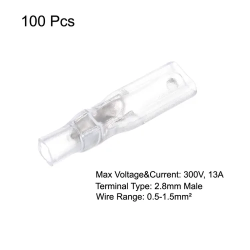 Miniatura 4 de uxcell 100 unids 0.110 in terminales de alambre conector rápido empalme macho pala conectar con manga aislante