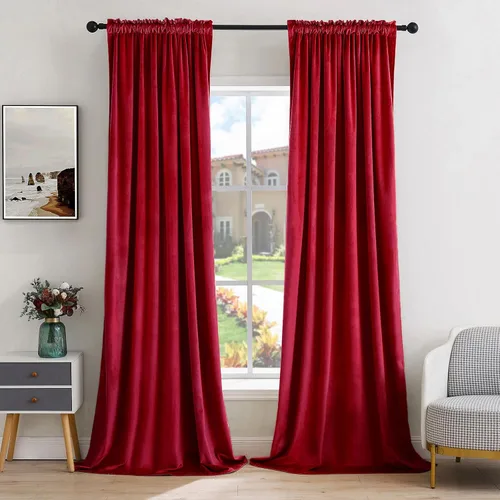Miniatura 28 de MIULEE - Juego de 2 paneles de cortinas negro opacas y térmicas de terciopelo para la sala de estar y dormitorio, con bolsillo para cortinero, de 63