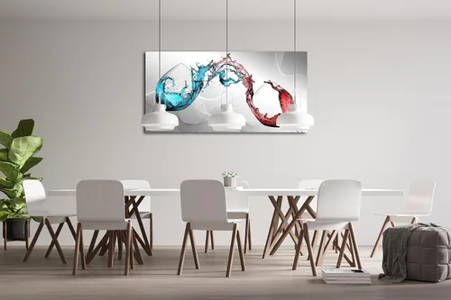 Miniatura 6 de Jiuqinghua Decoración artística de pared grande en lienzo con imagen abstracta de copa de vino tinto, 1 panel, copa de vino azul y tinto, obra