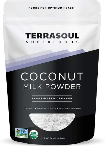Terrasoul Superfoods Leche de coco orgánica en polvo, 16 onzas, crema a base de plantas | Apto para dieta cetogénica