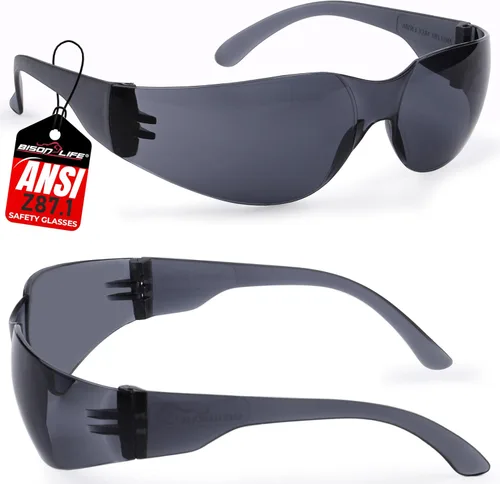Miniatura 3 de BISON LIFE - Lentes de seguridad con protección envolvente resistente a arañazos, lente de policarbonato resistente a impactos ANSI Z87.1