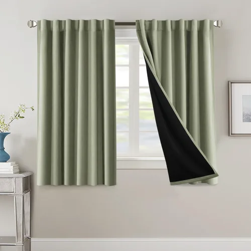 Miniatura 138 de H.VERSAILTEX Cortinas 100% opacas para dormitorio con forro negro, cortinas de oscurecimiento de habitación completa, con aislamiento térmico
