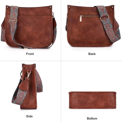 Miniatura 8 de HKCLUF Bolso cruzado para mujer, 2 piezas, de cuero, con 2 correas ajustables de leopardo, bolsa cruzada