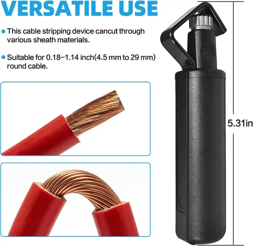 Miniatura 2 de Herramienta para pelacables redondos: diámetro de 3/16 a 1 1/8 pulgadas, profundidad ajustable: para cortes longitudinales, espirales y circulares