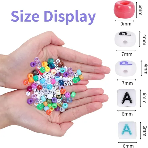 Miniatura 2 de QUEFE 2350 piezas, 64 colores, kit de cuentas de pony para hacer pulseras, kit de pulseras de amistad con cuentas de arcoíris Kandi, cuentas