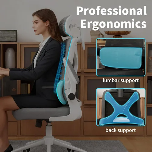 Miniatura 8 de Silla ergonómica de oficina – Silla de escritorio con reposacabezas ajustable soporte lumbar silla de computadora – Silla cómoda de malla