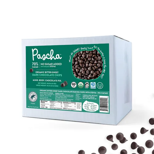 Miniatura 9 de Pascha Chips de Chocolate Semidulce Orgánico a Granel para Hornear 55% Cacao, Sin Alérgenos, Sin OGM, Vegano y de Comercio Justo, 10 Libras