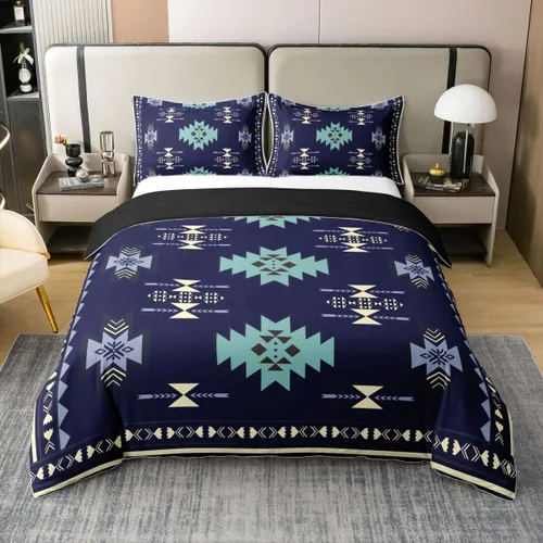 Miniatura 13 de Funda de edredón 100% algodón estilo bohemio del suroeste – Funda de edredón étnica tribal flecha – Juego de decoración de dormitorio completo