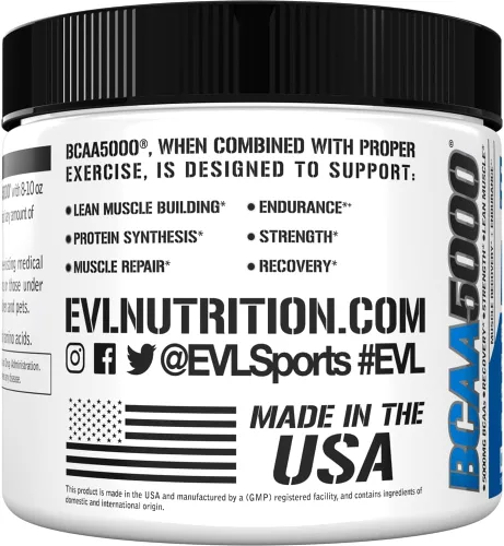 Miniatura 4 de Evlution EVL BCAAs - Polvo de aminoácidos BCAA en polvo, bebida de recuperación después del entrenamiento y energía sin estimulación para antes