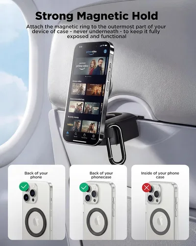 Miniatura 5 de iOttie Treker Travel Essentials - Soporte magnético para teléfono de viaje con cabeza giratoria de 360° y adaptador de anillo magnético