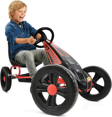 Miniatura 6 de hauck Pedal ciclón Go Kart con asiento de cubo ajustable, ruedas de plástico de espuma EVA de 12 pulgadas, freno de mano para ruedas traseras, Rojo