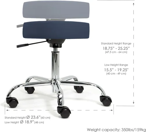 Miniatura 2 de EARTHLITE Taburete de dibujo de salón de masaje neumático, sin fugas (frente a hidráulico), ajustable, rodante, sin CFC / silla facial de spa médico