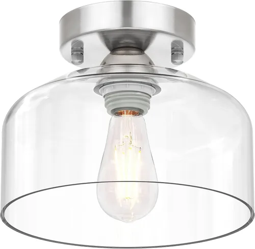 Miniatura 8 de LACCEN Lámpara de techo semiempotrada - Juego de lámpara colgante de vidrio transparente, acabado negro mate, accesorio de granja moderno