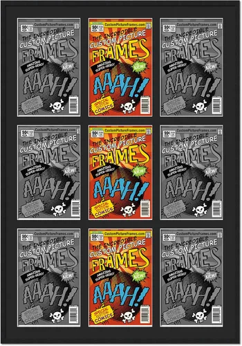 Miniatura 56 de Marco de cómic negro con alfombrilla negra para cómics de la Edad Dorada