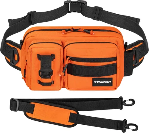 Miniatura 11 de THKFISH Riñonera de pesca, bolsa de aparejos de pesca, riñonera impermeable para mujeres y hombres, bolsa portátil Negro-Regular
