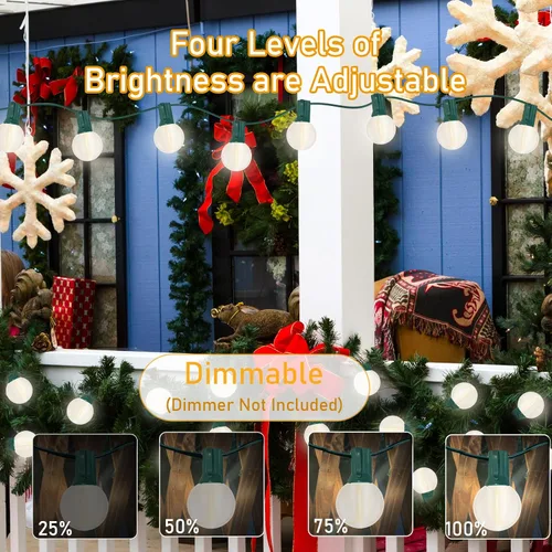Miniatura 4 de Guirnalda de luces LED G40 para exteriores de 25 pies, luces de Navidad con forma de globo esmerilado con 27 (2 de repuesto) bombillas redondas