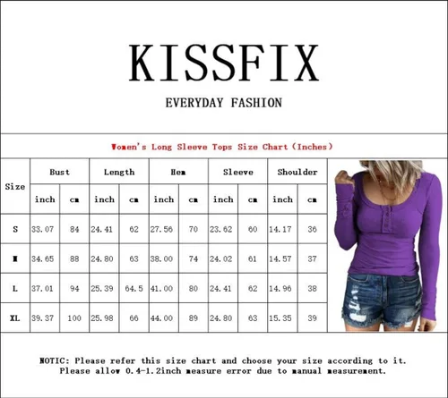 Miniatura 4 de Kissfix Camisas de manga larga para mujer, estilo casual, para otoño, con botones, básicas, de punto acanalado