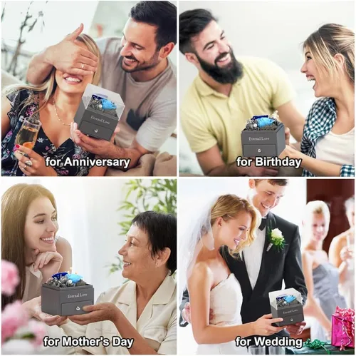 Miniatura 6 de Rosa preservada, regalos de cumpleaños para mujeres, mamá, novia, regalos para mamá, abuela, esposa, hija, hermana, cajas de joyería con collar