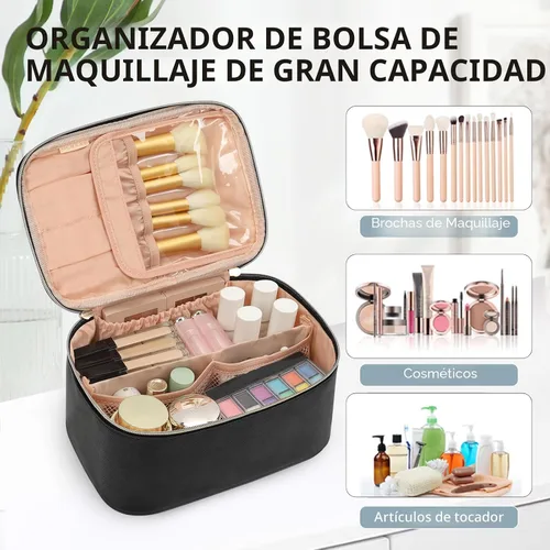 Miniatura 7 de OCHEAL - Bolsa de maquillaje portátil para cosméticos, estuche organizador de viaje de gran capacidad para mujeres, bolsa de aseo para niñas