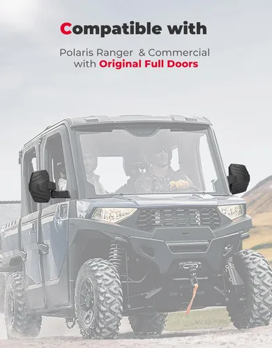 Miniatura 9 de KEMIMOTO Espejos laterales mejorados, de gran tamaño, montados en puerta, compatibles con Polaris Ranger 1000 570 Northstar XP SP 2018-2025 2026